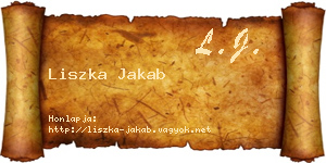 Liszka Jakab névjegykártya